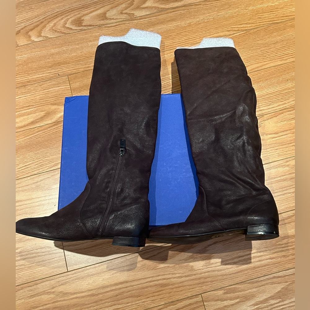 Size 38 Prada Vintage Leather Knee-High Boots in Brown